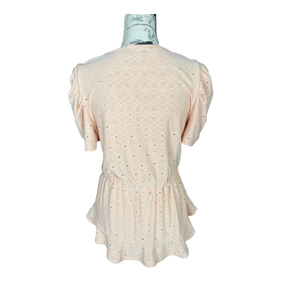 SALA la fille peach eyelet top size M - Picture 2 of 4